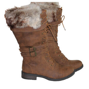 Global Win Womens Medium Width Brown Size 10 Lined Warm Winter Snow Boots
